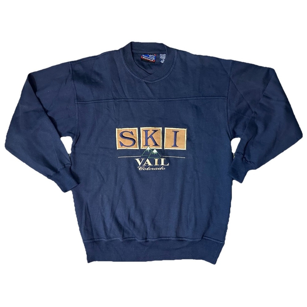 VTG Crable Sportswear Men MEDIUM SKI VAIL Colorado Blue Sweatshirt 90's Pullover